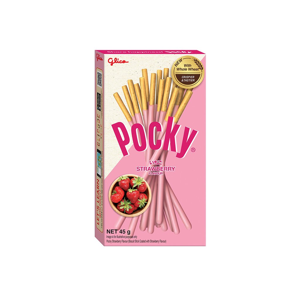 Pocky Strawberry Cream Covered Biscuit Sticks, 45 g 